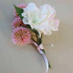 Longlands Faux Flowers Boutonniere Pink - LON023
