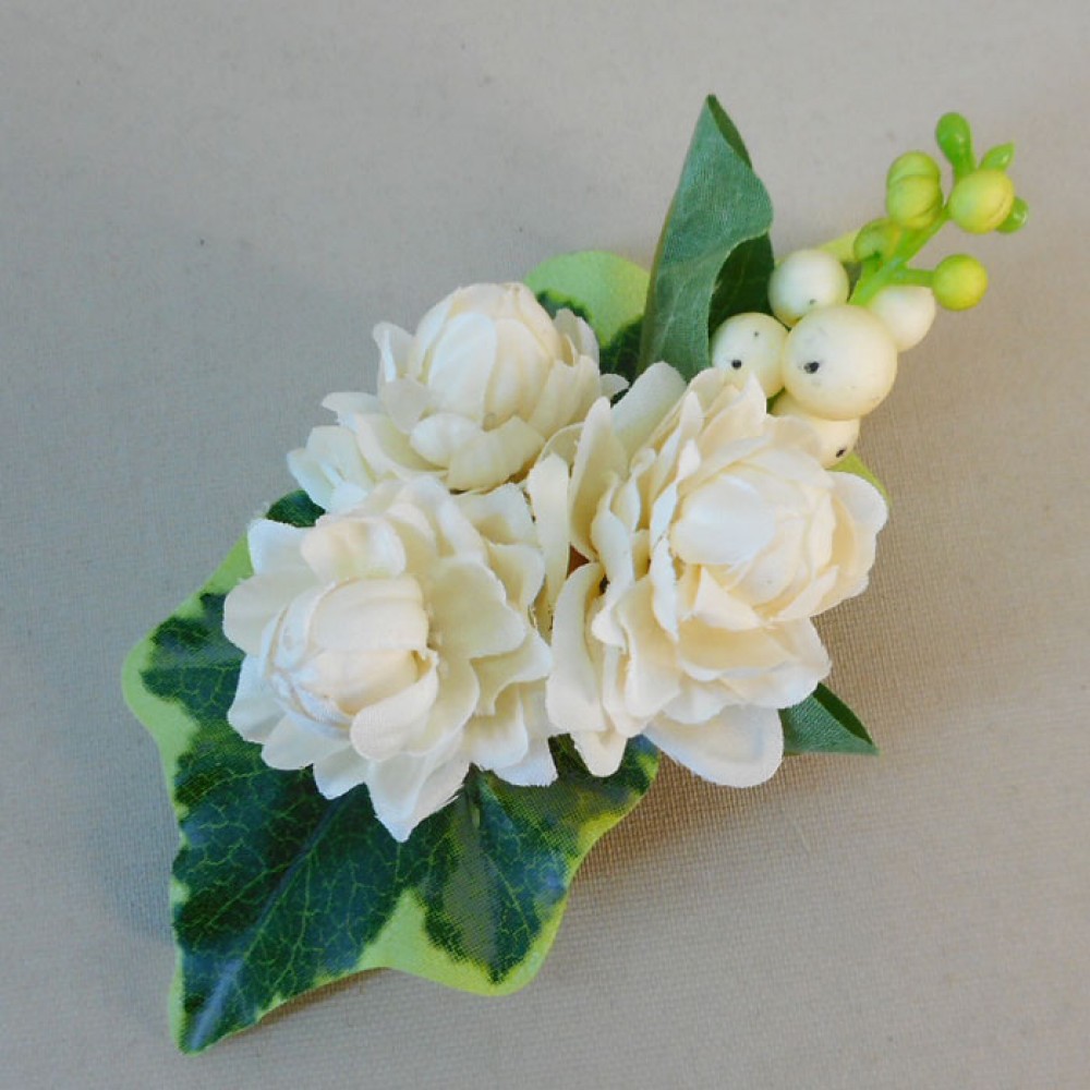 Loweswater Faux Flowers Boutonniere Cream| Artificial Wedding Flowers