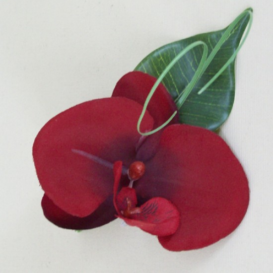 Red Silk Orchid Boutonniere - BD041