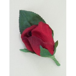 Red Silk Rose Bud Buttonhole Boutonniere - BR009b