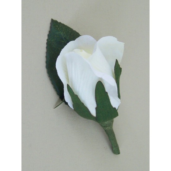 Ivory Silk Rose Bud Boutonniere Buttonhole - BR009c