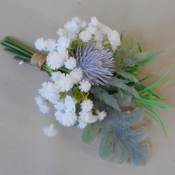 Thistle and Gypsophila Buttonholes - BH012