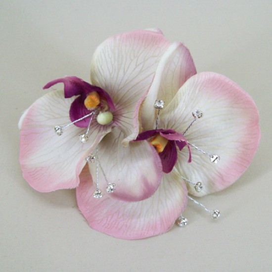 Vintage Wedding Corsage Purple Orchid and Diamante - COR003