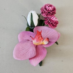 Viva Faux Flowers Elopement Buttonhole Pink and Cream - VIVA003