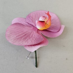 Viva Faux Flowers Elopement Buttonhole Pink Orchid - VIVA004