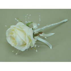 Cream Silk Rose and Sparkle Flower Fairy Wand - ABB001a