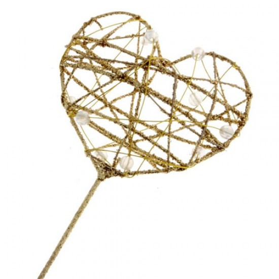 Glitter Heart Fairy Wand Gold - WAN009