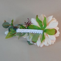 Bowness Faux Flowers Hair Slide Pink Peach - BOW004