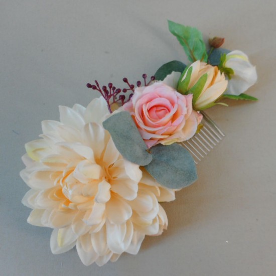 Bowness Faux Flowers Hair Slide Pink Peach - BOW004