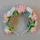 Bowness Faux Flowers Head Band Pink Roses - BOW005