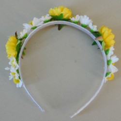 Buttermere Faux Flowers Head Band White Yellow - BUT005