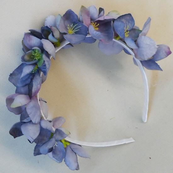 Skiddaw Faux Flowers Head Band Blue Blossom - SKI005