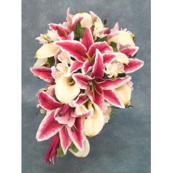 Silk Flower Wedding Shower Bouquet Stargazer, Calla and Freesia - BD021