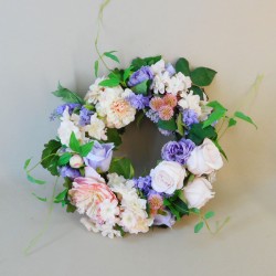 Longlands Faux Flowers Wreath Pink Lavender - LON024