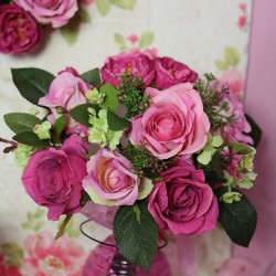 Chloe Artificial Roses Bouquet Pink 40cm - R606 O3