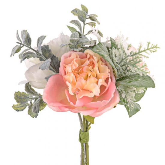 Ina Wedding Posy Bouquet Coral Peach Peonies 23cm - R939 BX19
