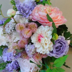 Longlands Faux Flowers Wedding Bouquet Bride Pink Lavender - LON021