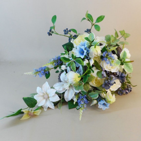 Skiddaw Faux Flowers Wedding Bouquet Blue Cream Bride - SKI001