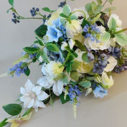 Skiddaw Faux Flowers Wedding Bouquet Blue Cream Bride - SKI001