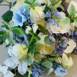 Skiddaw Faux Flowers Wedding Bouquet Blue Cream Bride - SKI001
