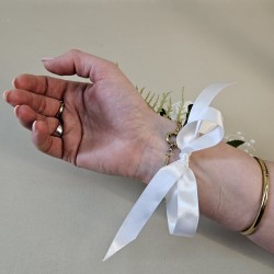 Cream Rose and Pearls Wrist Corsage - WCOR008