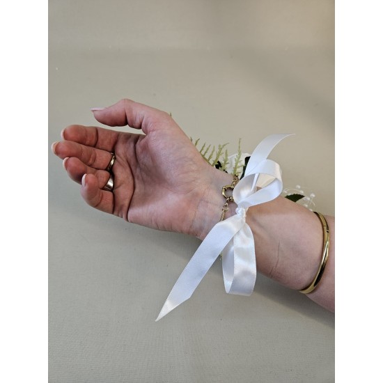 Cream Rose and Pearls Wrist Corsage - WCOR008