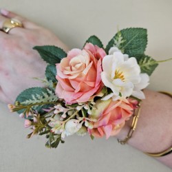 Peaches and Cream Wrist Corsage - WCOR019