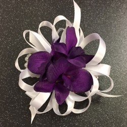 Purple Orchids Artificial Flowers Wrist Corsage - WCOR035