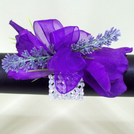 Wrist Corsage Purple Lisianthus and Lavender - WCOR015 