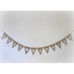 Burlap Just Married Hessian Bunting - BUN004 4C