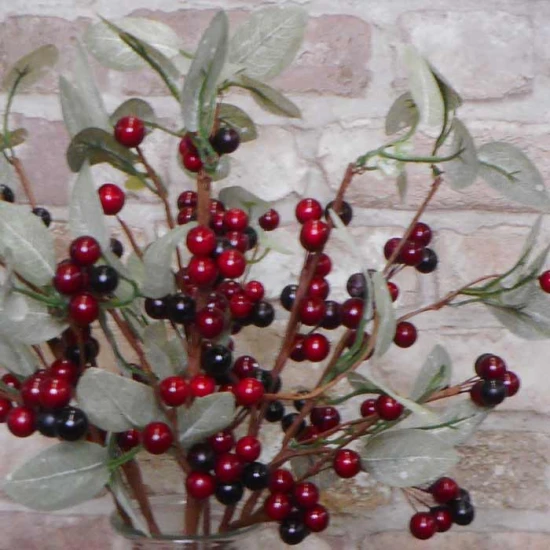 Artificial Christmas Berries Stem Two Tone Red 40cm - X22016