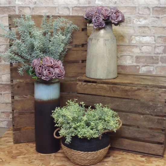 Smoked Grey Ombre Glazed Vase 25cm - VS022 1A