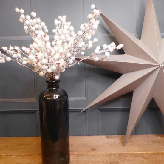 Artificial Snowberries Branch with Glitter Frosting - X21041 