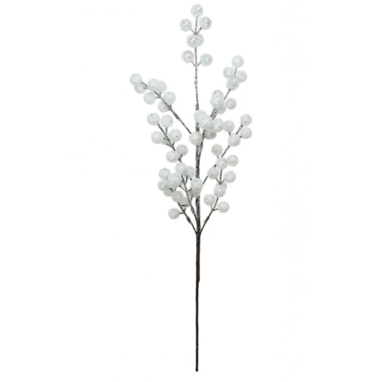 Artificial Snowberries Branch with Glitter Frosting 60cm - X21112 BAY4C
