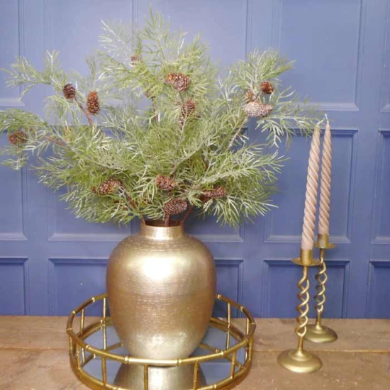 Glitter Christmas Cypress Spray with Fir Cones 70cm - X22018 BAY4B