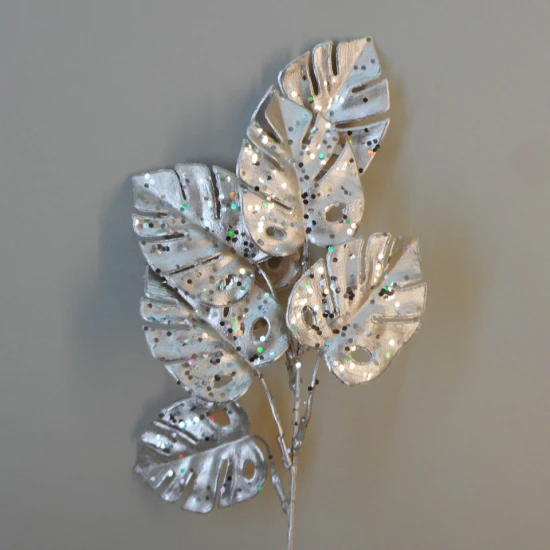 Glitter Monstera Leaves Champagne Gold 49cm - X21074