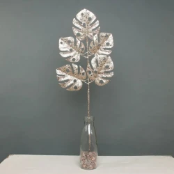 Glitter Monstera Leaves Champagne Gold 65cm - X25024