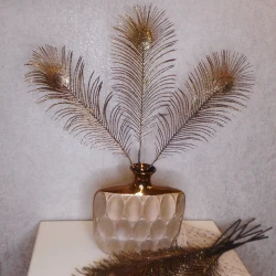 Glitter Peacock Feather Gold 66cm - 17X156 