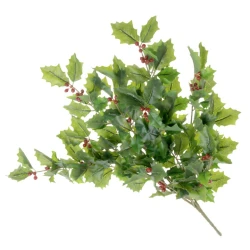 Real Touch Artificial Holly Bush with Red Berries 50cm - X24013 BAY2B