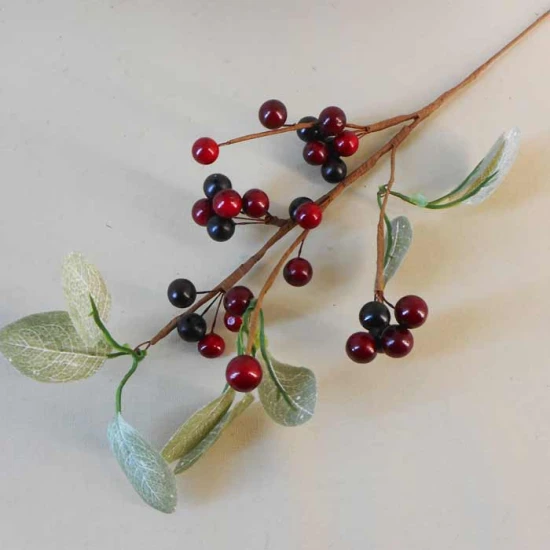 Artificial Christmas Berries Stem Two Tone Red 40cm - X22016