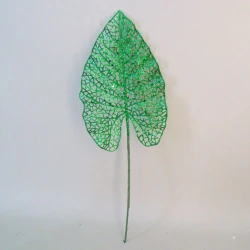 Artificial Acanthus Leaf Emerald Green Glitter - 16X006