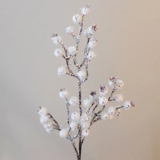 Artificial Snowberries Branch with Glitter Frosting - X21041 