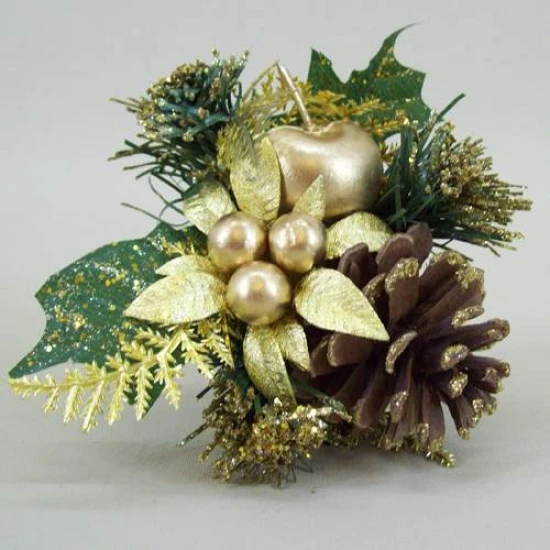 Christmas Pick Gold Apple and Artificial Berries - OX036 