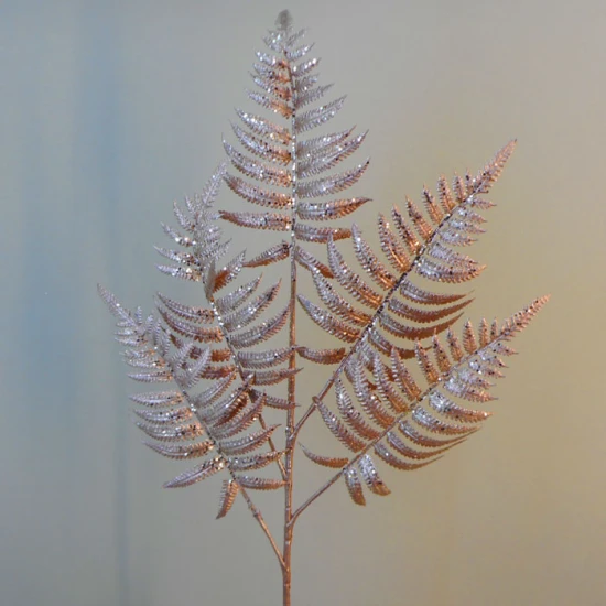 Glitter Christmas Fern Spray Rose Gold 66cm - X20058