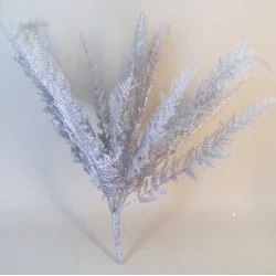 Silver Glitter Feather Fern Plant - 16X002