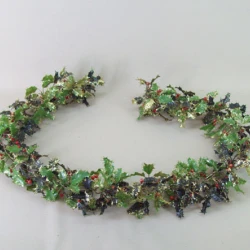Artificial Holly Garland Gold Glitter 150cm - 15X004 