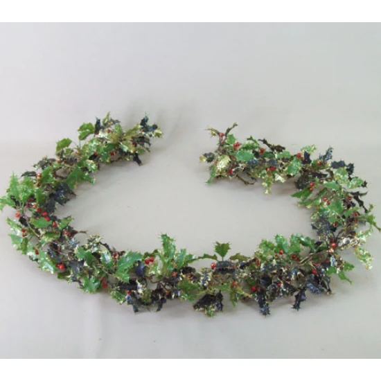 Artificial Holly Garland Gold Glitter 150cm - 15X004 