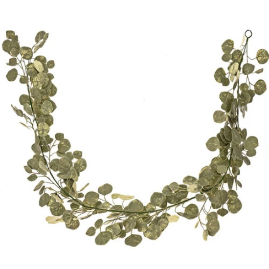Artificial Salal Leaves Garland Green Gold 180cm - X19002 BAY2C