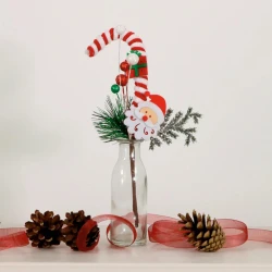 Santa and Candy Cane Pick 27cm - X25034 BAY4C