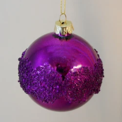 80mm Glass Christmas Baubles Xenia Magenta SECONDS - X20028